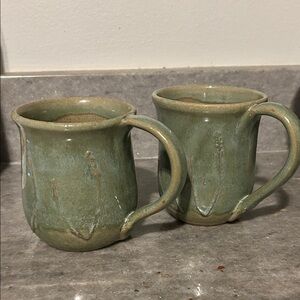 Handcrafted Green Ceramic Mugs